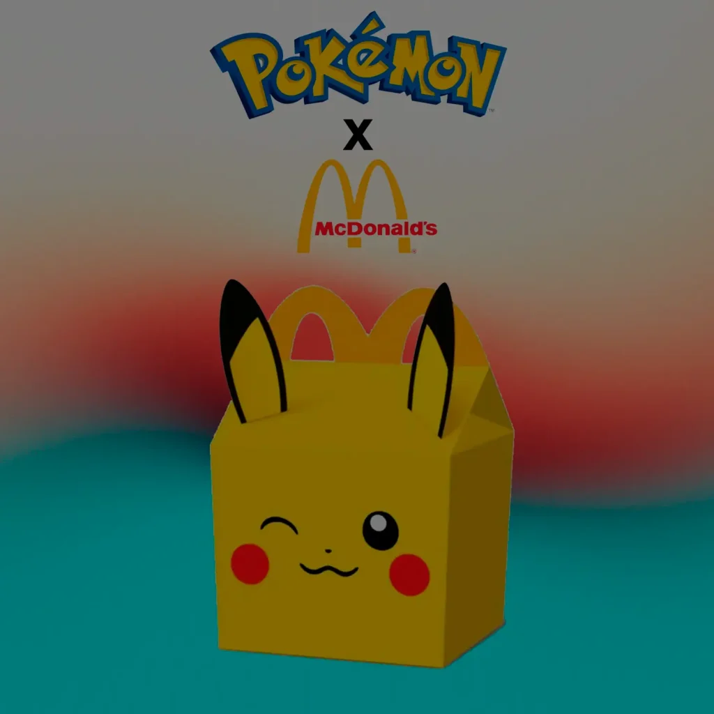 Caja temática de Pikachu de la Pokémon Cajita Feliz en McDonald’s, promoción especial para fans.